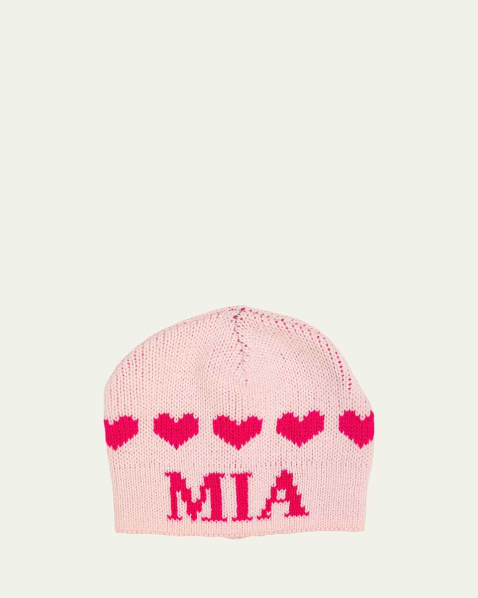 Kid's String of Hearts Beanie Hat, Personalized